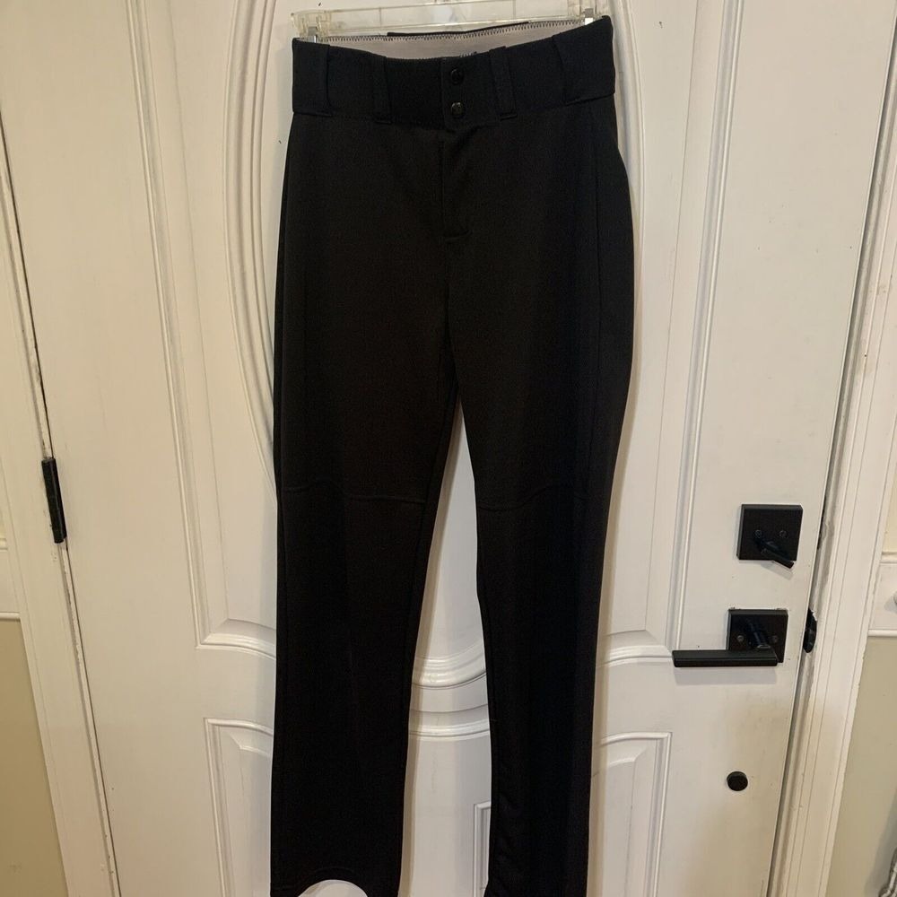 Alleson Athletics Baseball Pants‎ Adult Size Small Black Zip 2 Snap Straight Leg